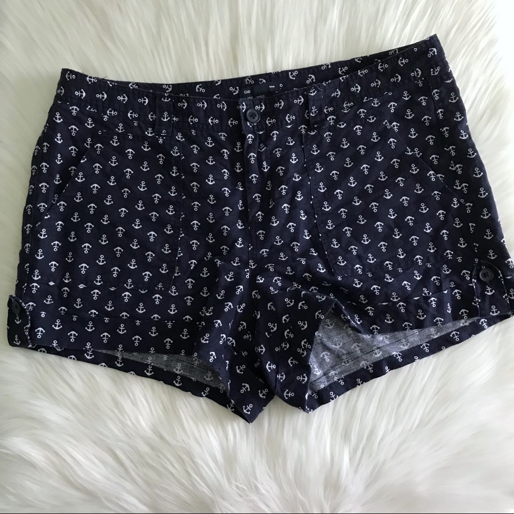 Gap Linen Navy White Anchor Shorts